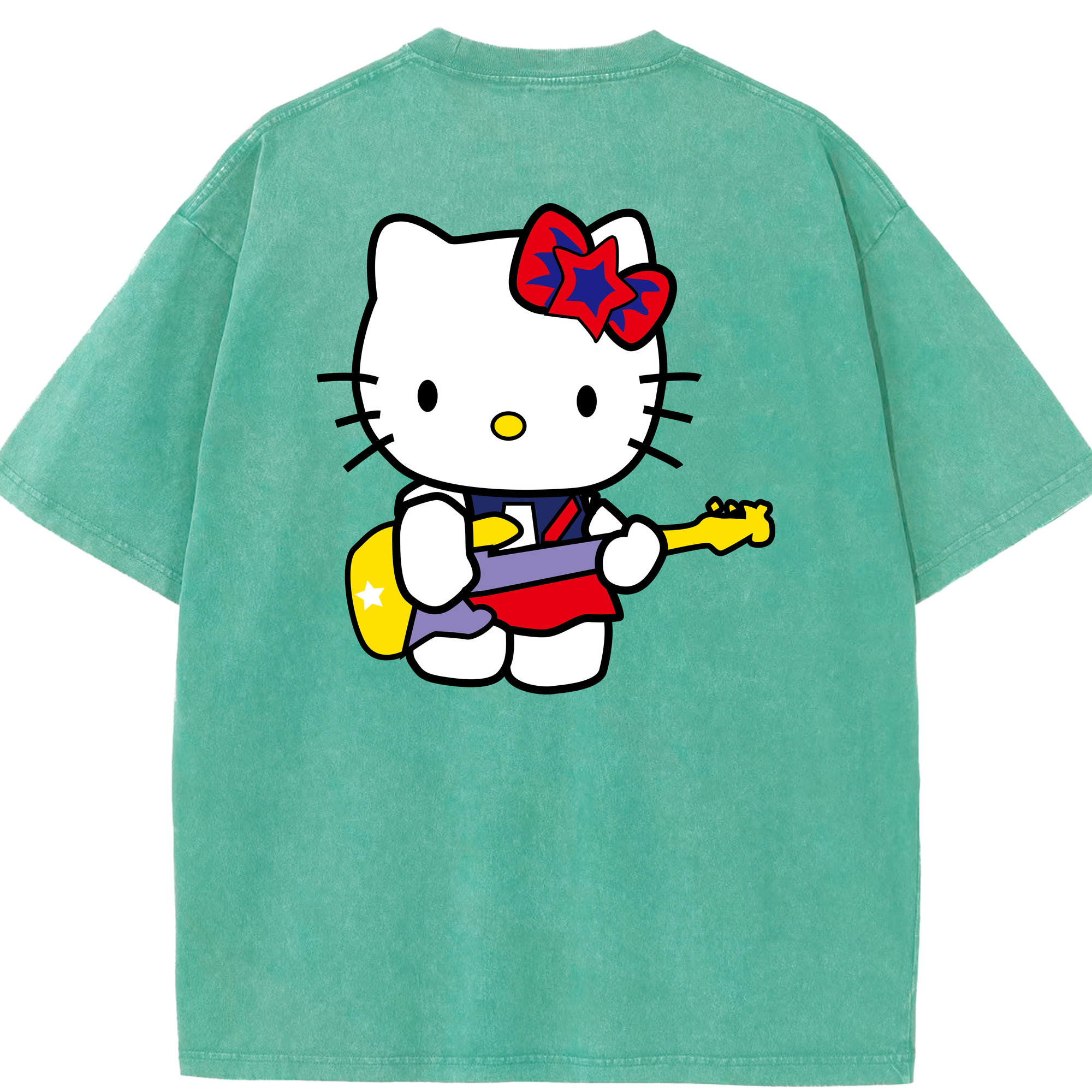 （画像用） Hello Kitty ハローキティ 綿100% ヴィンテージ風 半袖Tシャツ（背面プリント）